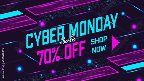Cyber Monday sale trendy promotion discount Offer online banner post template design
