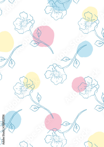 seamless pattern with flowers and circles