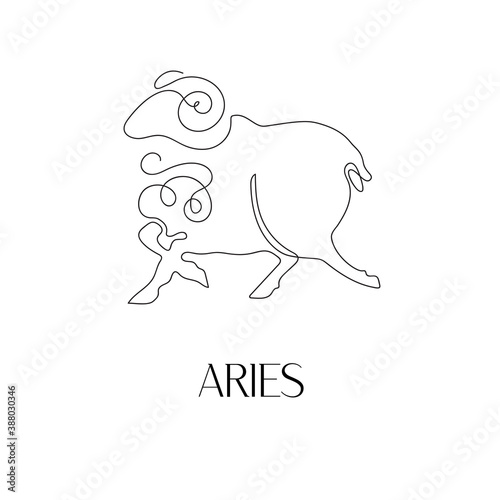 Zodiac sign Aries. One line. Vector illustration in the style of minimalism