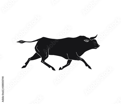 Vector hand drawn doodle sketch black bull isolated on white background