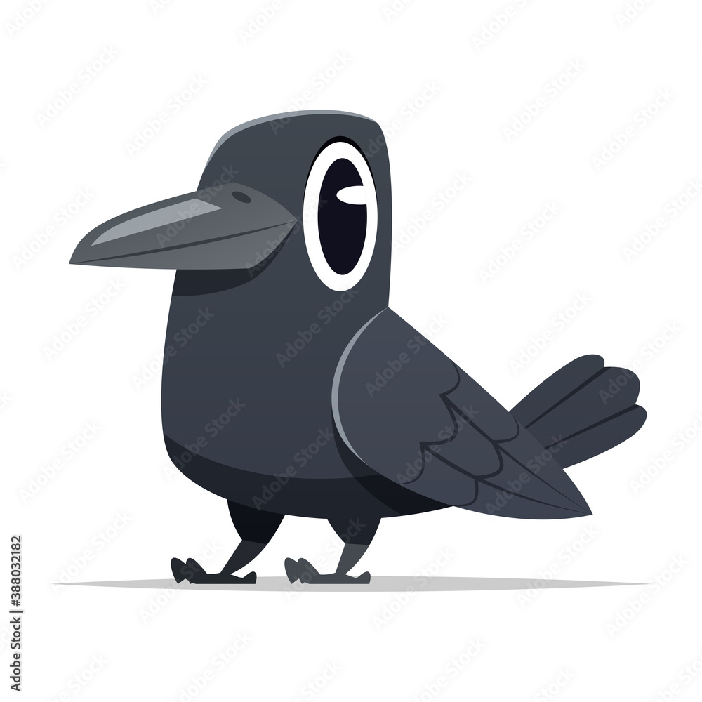 Fototapeta premium Cartoon raven bird vector isolated illustration