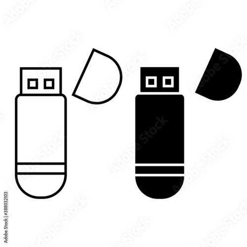 Usb icon vector set. flash drive illustration sign collecion. storage symbol. photo