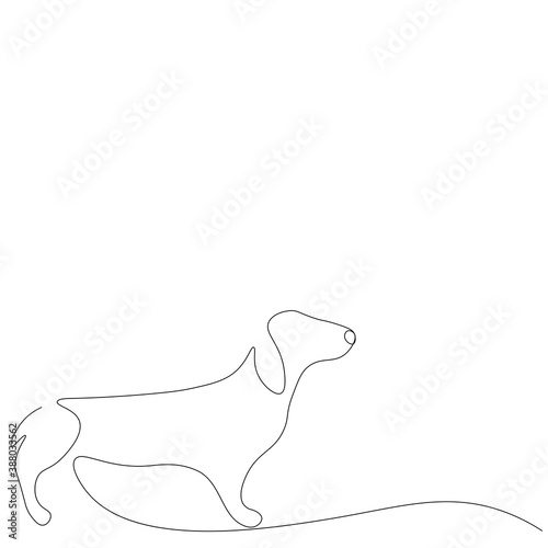 Dod silhouette on white background, line drawing vector illustration