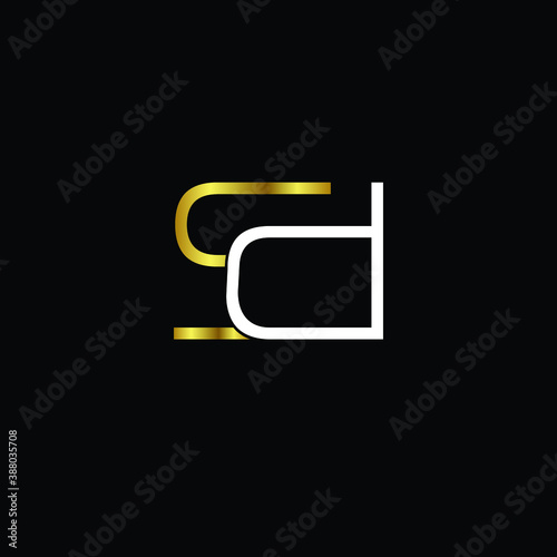 Creative Professional Trendy and Minimal Letter SD Logo Design in Black, Gold and White Color, Initial Based Alphabet Icon Logo in Editable Vector Format