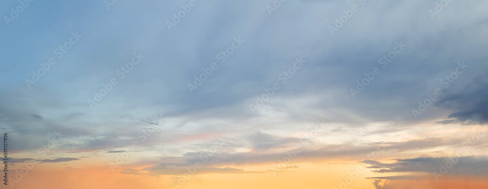 Sunset sky skyline. Beautiful sky panorama