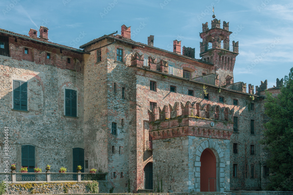 View of medieval castle Visconti of San Vito in Somma Lombardo, Lombardy, Italy