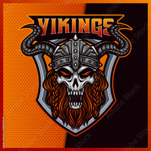 God odin Viking esport and sport mascot logo design with modern illustration concept style for team, badge, emblem and patch. Gaming Logo Template on Isolated Background. Vector illustration