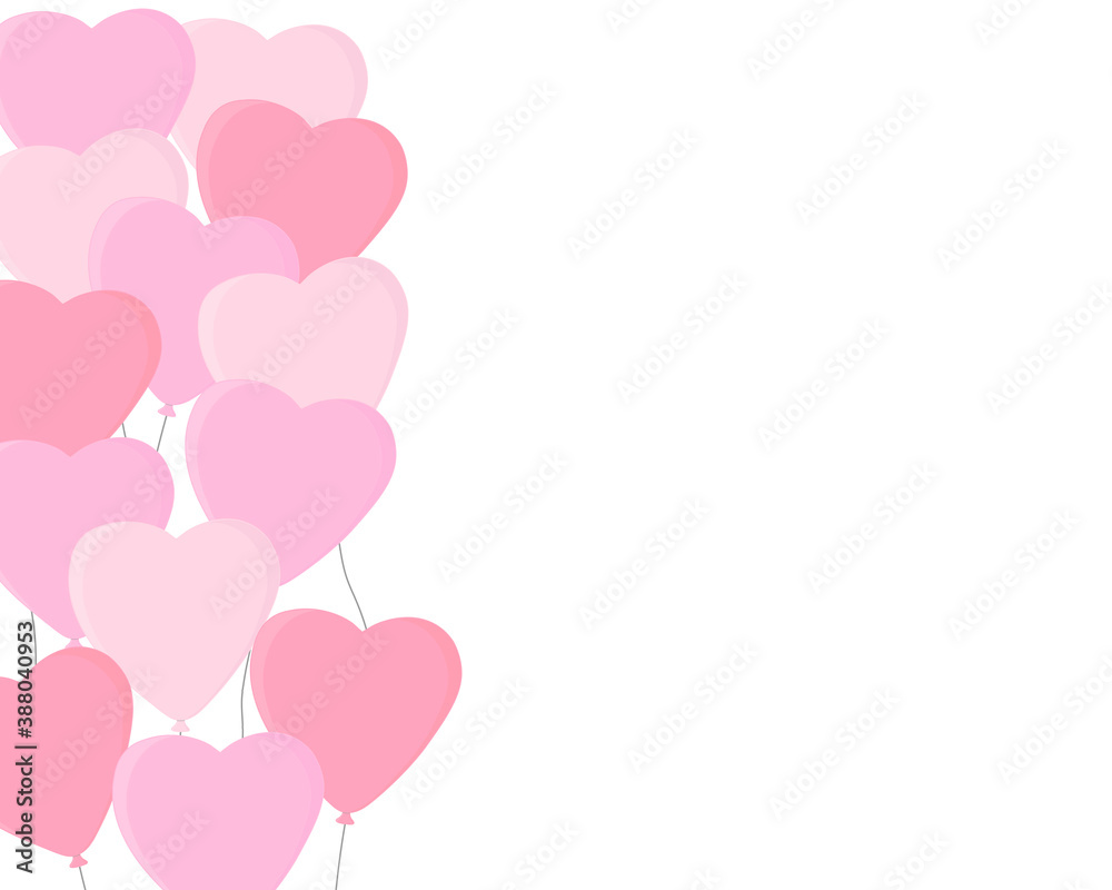 Card Valentine's Day heart balloons vector illustration