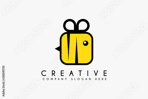 Bee logo design vector illustration. Bee icon design. Suitable for business food and drink logos isolated on white background