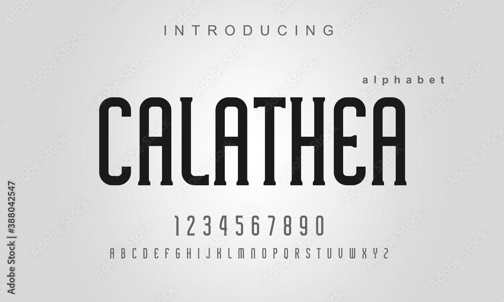 Calathea Elegant alphabet letters font and number. Classic Lettering Minimal Fashion Designs. Vector illustration