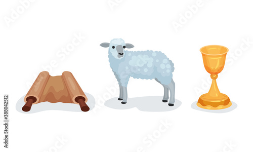Various Symbols of Christian and Jewish Religion Vector Set
