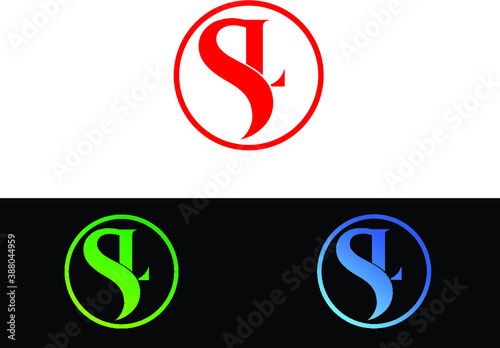 SL circle shape Logo. Letter Design Vector with Red and Black Gold Silver Colours 
