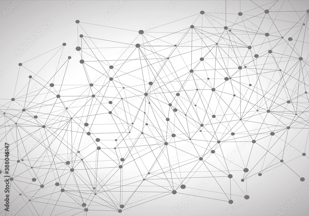 Network abstract connection isolated on gray background. Network technology background with dots and lines. Ai background. Modern abstract concept. Ai vector, network technology