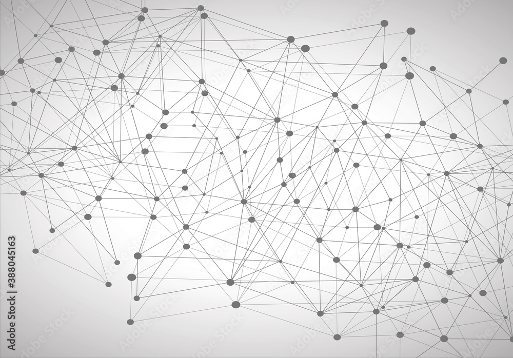 Network abstract connection isolated on gray background. Network technology background with dots and lines. Ai background. Modern abstract concept. Ai vector, network technology