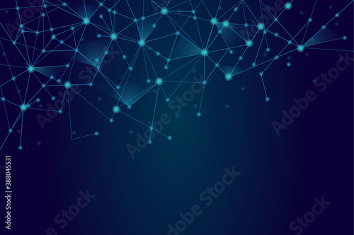Network abstract connection isolated on blue background. Network technology background with dots and lines. Ai background. Modern abstract concept. Ai vector, network technology