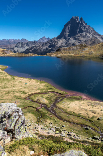 The Pic du Midi d’Ossau, hiking around the Lac d’Ayous, iconic symbol of the French side of the Pyrenees, France