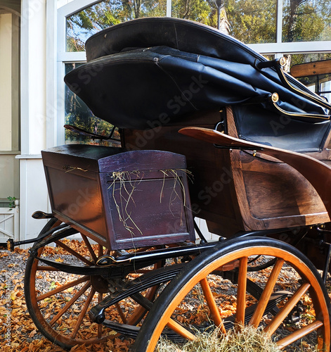 vintage wagon with leather top chest