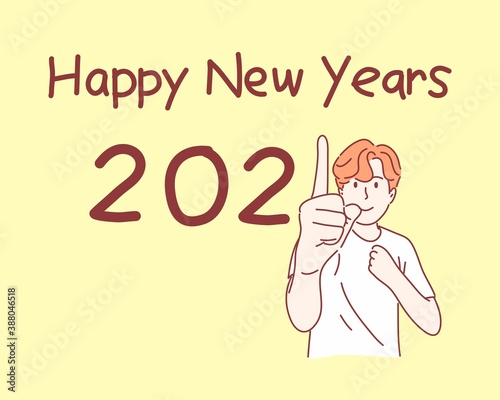 Man show one finger with number meaning 