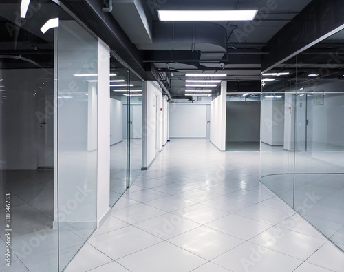 empty corridors and glass office spaces
