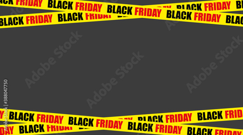 Yellow ribbon with the inscription Black Friday on a dark background.Crossed ribbons.Big sale,vector illustration.Graphics element for banner, poster.