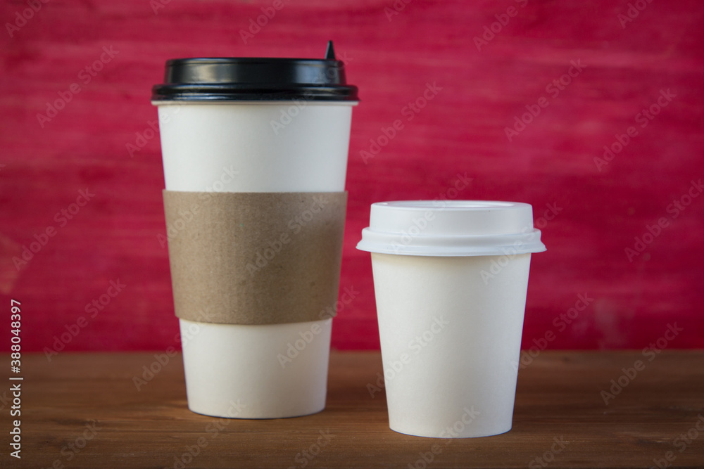 empty cardboard Cup on wooden background empty cardboard Cup on wooden background