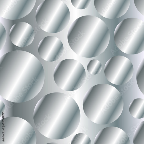 Silver metal gradient circles seamless pattern