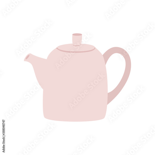 Teapot in a modern, flat style, the concept of comfort, hugge. Vector hand-drawn illustration.