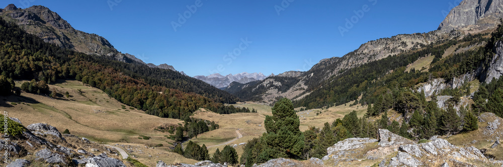 France, Pyrenees-Atlantiques, Laruns, Scenic view Ossau Valley in summer