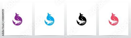 Whale Diving On Letter Logo Design O