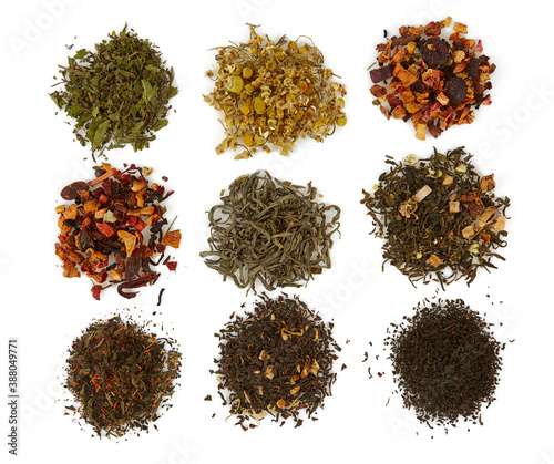 assortment of tea isolated on white background