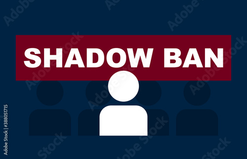 Shadow ban in social networks. Red sign with an abstract character no access to account.