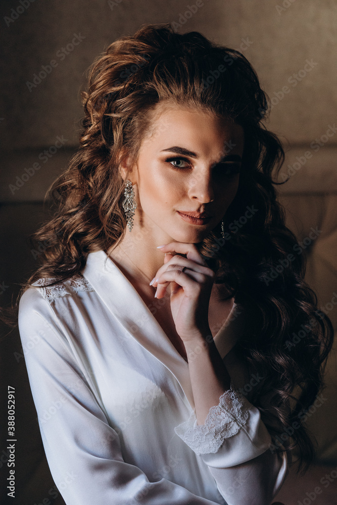 Fototapeta premium Portrait of the bride. Wedding preparations.