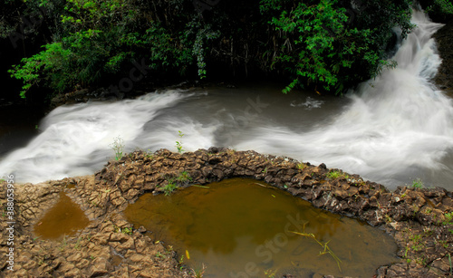 Twin falls on Hoolawa stream on the road to Hana Maui photo