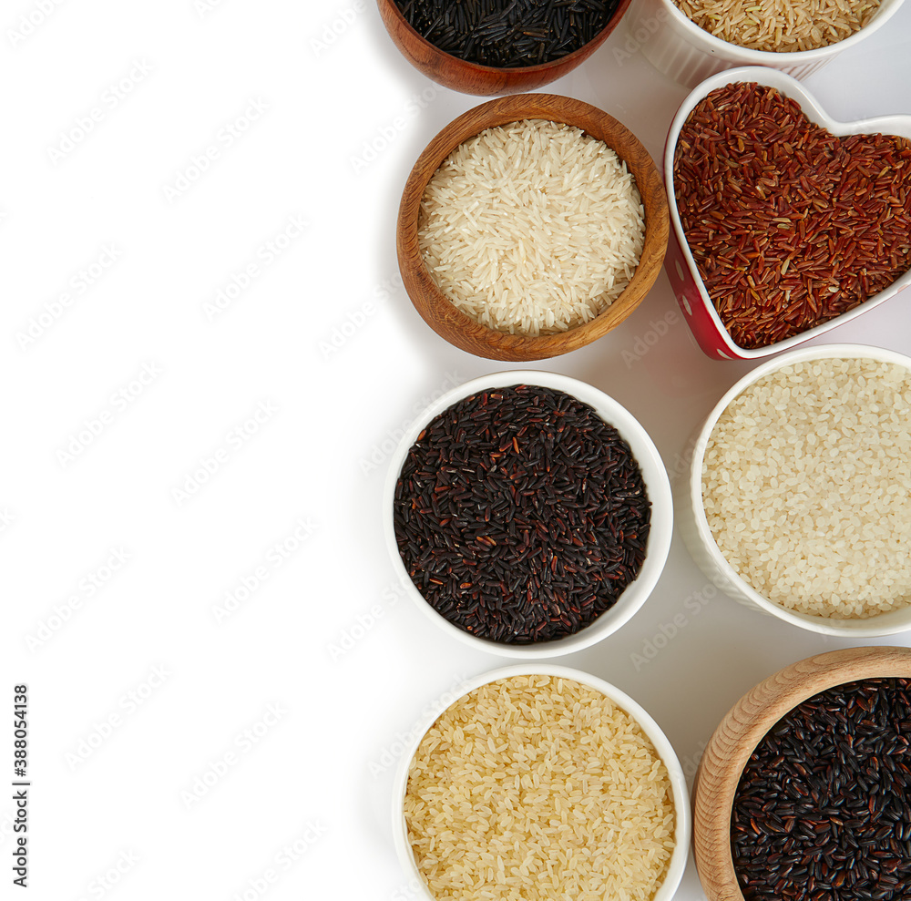 rice assortment isolated on white backrgound rice assortment isolated on white backrgound
