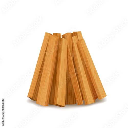 Firewood, wood materials, campfire site, vector icon.