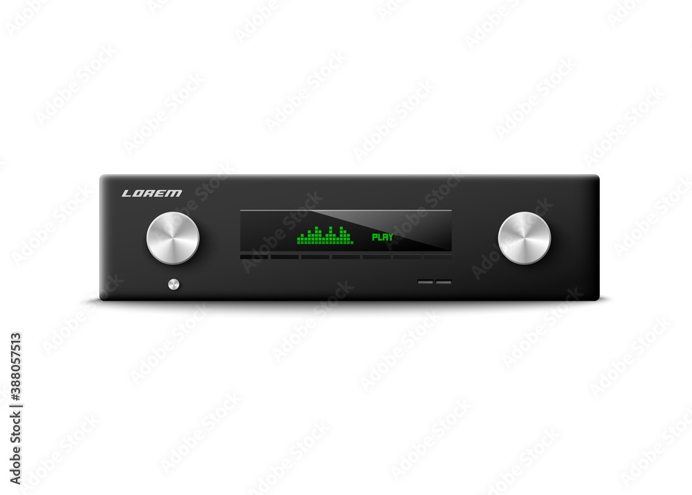 Home cinema signal receiver template, realistic vector illustration isolated.