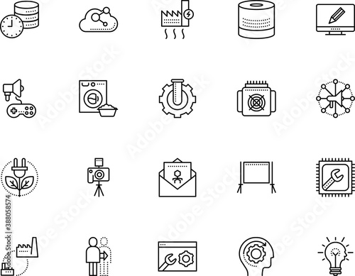 technology vector icon set such as: motor, console, round, inspiration, housework, drawing, imagination, stand, temperature, clothing, share, square, asic, chip, innovation, bioinformatics, biology