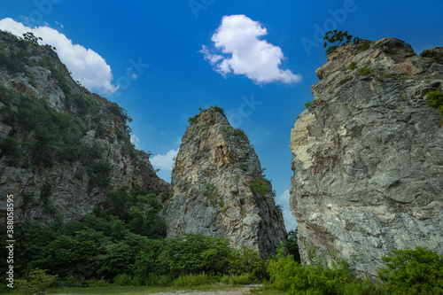 Khao Ngu Stone Park in Ratchaburi, Thailand also call Snake Mountain. beautiful stone mountain in Ratchaburi.