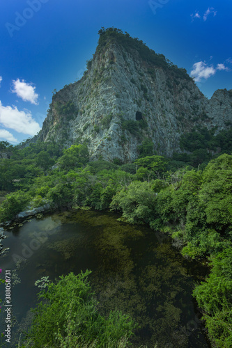 Khao Ngu Stone Park in Ratchaburi, Thailand also call Snake Mountain. beautiful stone mountain in Ratchaburi.