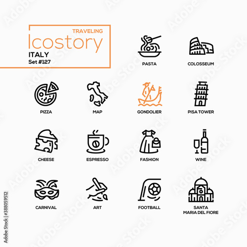 Italy - modern line design style icons set