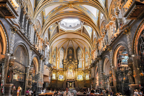 Montserrat monastery interiors outside Barcelona, Spain