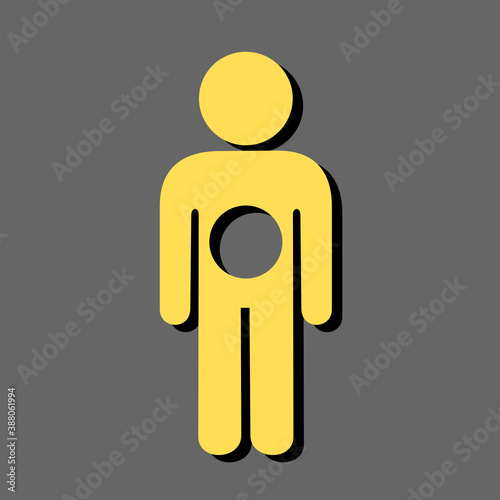 Man and male with hole in stomach and abdomen area. Transparent human body. Vector illustration.