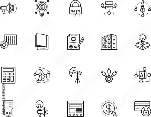 technology vector icon set such as: safety, thinking, crypto currency, hub, pro, inspiration, encryption, financial, storage, template, cryptography, open, progress, target, commerce, motion