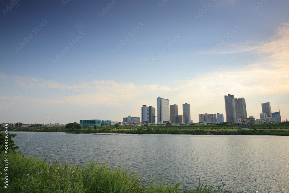 武蔵小杉の再開発の夕景