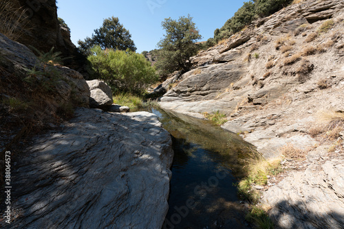 Waterfall in a ravine in Sierra Nevada