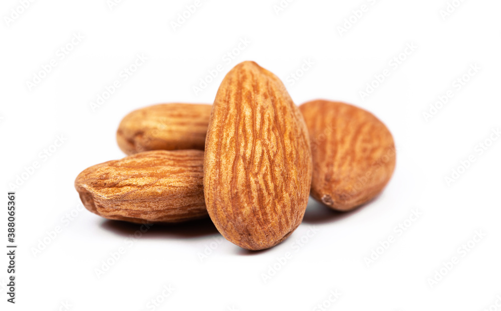 almond nuts macro on white background almond nuts macro on white background