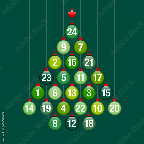 Adventskalender Weihnachtsbaum Aus Kugel Grün Und Rot
