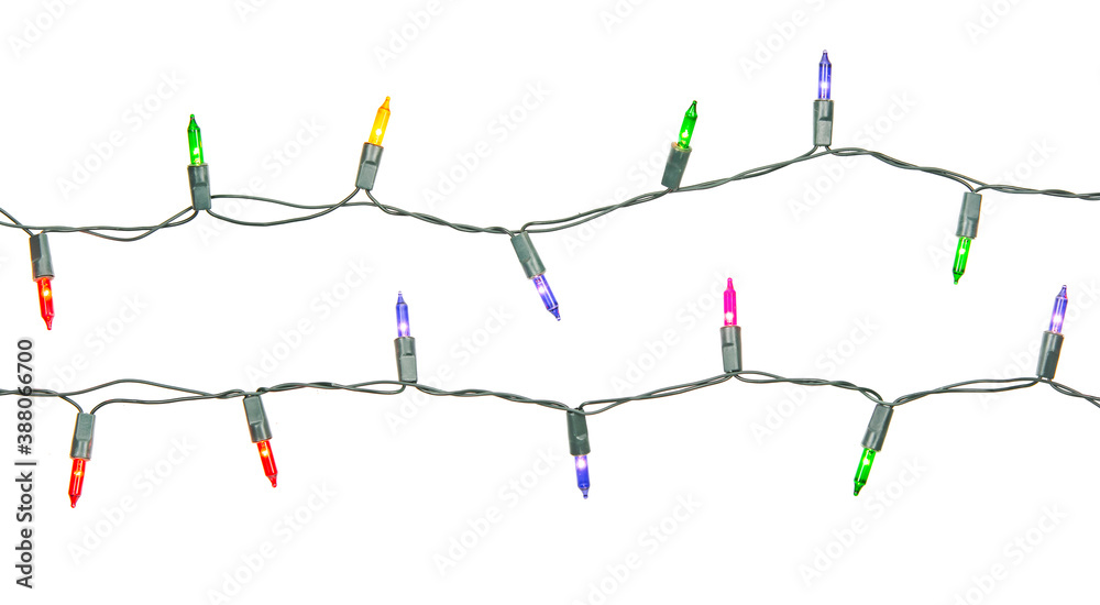 Christmas lights string isolated on white background with clipping path. Christmas lights string isolated on white background with clipping path.