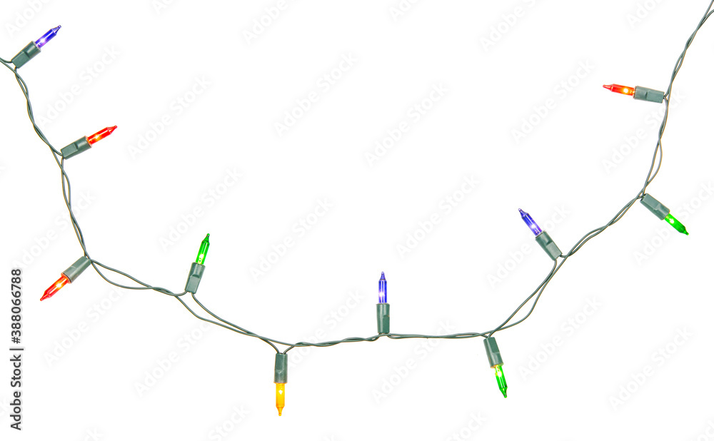 Christmas lights string isolated on white background with clipping path. Christmas lights string isolated on white background with clipping path.