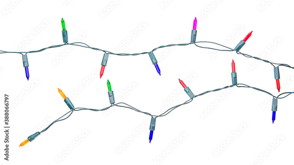 Christmas lights string isolated on white background with clipping path. Christmas lights string isolated on white background with clipping path.